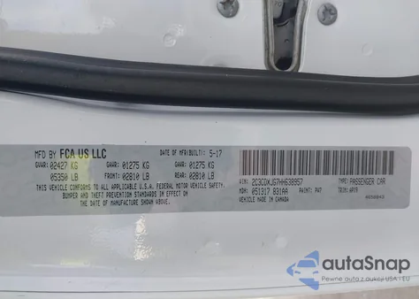 2017 Dodge Charger Sxt Awd из США, поврежденный, VIN 2C3CDXJG7HH638957